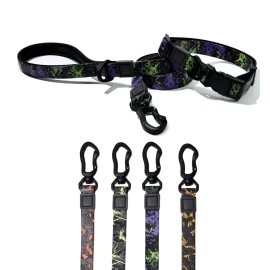 Heavy Duty Waterproof PVC Dog Collar & Leash Set Anti-Bite Adjustable Printed Pet Collar for Outdoor TrainingSize: L, Color: Red