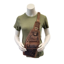 Hunters Crossbag Genuine Leather Slingbag - Vintage Shoulder Bag for Men & Women - Space for 0.33 L Water Bottle & Tablet - Can be Worn Left & Right