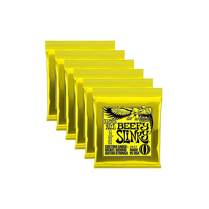 Ernie Ball Guitar Strings, Beefy Slinky Electric-0.011-.054 (6 Pack Bundle),
