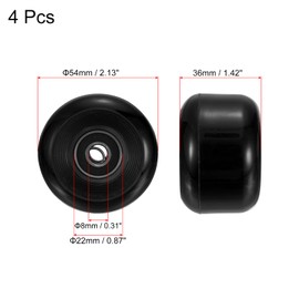 PATIKIL Pack of 4 54 mm Longboard Wheels with Bearings ABEC-9 Skateboard Wheel Road Wheels for Skateboards Cruiser Wheels Replacement 85A Black