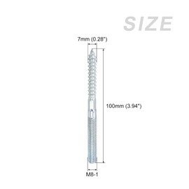 METALLIXITY 10 Pcs Double Head Screw M8 Screw 100mm Length Hanger Bolt Self Tapping Double Sided Screw for Home Repair