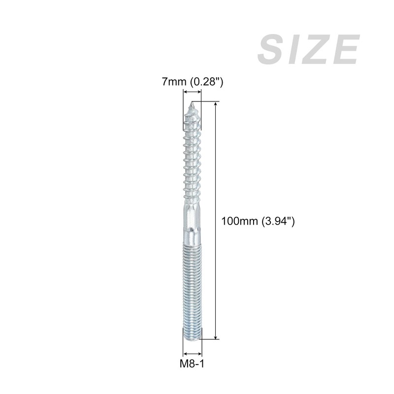 METALLIXITY 10 Pcs Double Head Screw M8 Screw 100mm Length