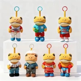 Genérico Kit de 7 Peluches Sapo Concho – Llaveros Coleccionables dtmf Inspirados en Estilos Urbanos y Trajes Populares Peluches Suaves de 16 cm