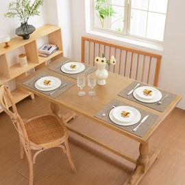 FROMHEART Faux Leather PU Placemats Set of 6 (Light Coffee,11.8" x 17")