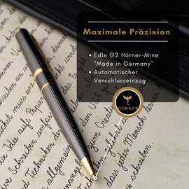 Hörner Vectrum High-Quality Vintage Ballpoint Pen Black Gold Ink Colour Blue 1 mm Made of Metal Elegant Writing Set with Gift Box I Pen for Men and Women Premium Design