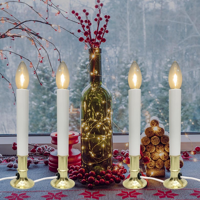 Abeja Set of 4 Electric Window Candles, 9 Inch Plug