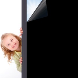 VSUDO Blackout Window Film, Blackout Film for Windows Inside, Static Cling Black Window Film, Window Blackout Film, Black Out Window Film, Room Window Darkening Film - 11.8x78.7 Inch