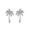 Crystal Palm Tree Stud Earrings for Women Silver Plated Delicate