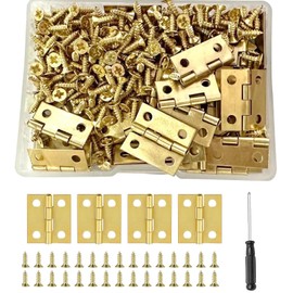 Mini Hinges Small Pack of 50 Hinges Foldable Small 16 x 18 mm Mini Cabinet Hinge with 200 Screws for Jewellery Wooden Box Crafts