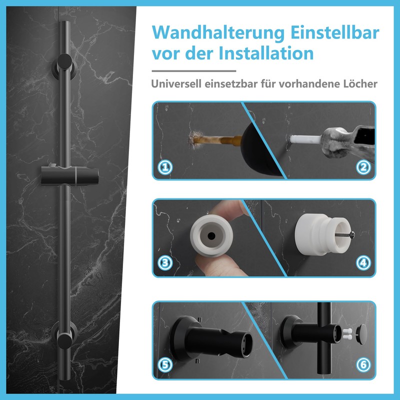 Görbach Shower Set, Stainless Steel Shower Rail 70 cm with