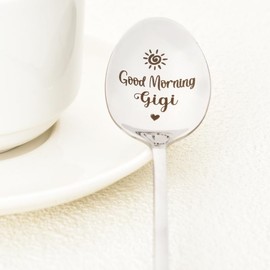 Birthday Christmas Gift for Nana Gigi Spoon for Women Grandma Grandmother Gifts from Grandkids Good Morning Gigi Spoon Gift for Granny Grandma Coffee Tea Spoons