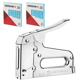 Arrow T50 Heavy Duty Staple Gun Kit, All Chrome Steel Stapler, with 3750 Pieces T50 1/4", 3/8", 1/2" Staples, for Upholstery Professional Projects