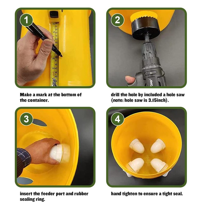 Chicken Feeder Kit, No Waste Waterproof Automatic Poultry Feeder 4
