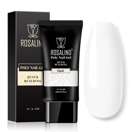 Opal White Poly Extension Gel, ROSALIND White Poly Nail Gel for Nail Art Decoration, Nail Thickening Extension Easy to DIY at Home Need UV Lamp