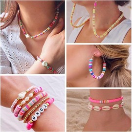 10000 count Clay Beads Bracelet Making Kit, 3 Boxes 60 Colors Flat Preppy Beads for Friendship Bracelet Kit, Polymer Heishi Beads with Charms for Jewelry Making, Crafts Gifts for Teen - Color: 60 Colors