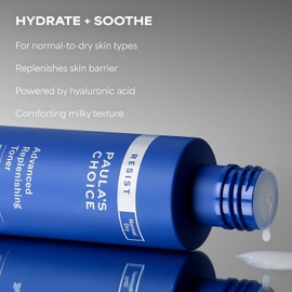 Paula's Choice Advanced Replenishing Face Toner Hyaluronic Acid Anti-Aging Facial with Vitamins C & E Softens Lightly Hydrating and Replenishes Dry Skin Fragrance-Free 4 fl oz / 폴라의 선택은 고급 보충 페이스 토너 히알루론산 비타민 C & E가 함유된 안티에이징 페이셜 부드러움 가벼운 수분 공급 및 건조한 피부 무향 4 floz를 보충합니다
