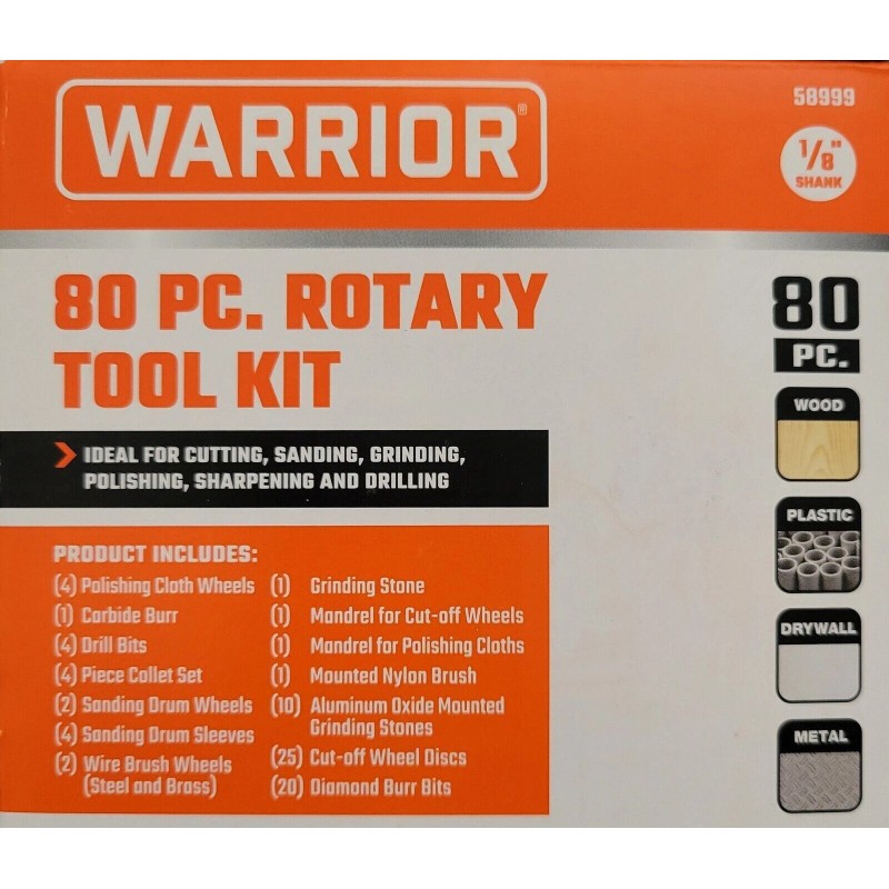 warrior 80 Pieces Electric AC/DC Rotary Tool Kit Cut Drill