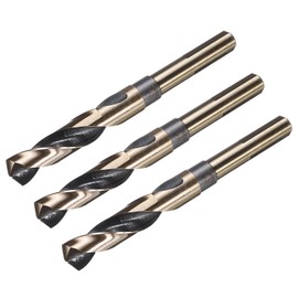 uxcell 3Pcs 5/8" Drill Bit 1/2" Reduced Shank M35 Cobalt 5% High-Speed Steel Twist Black and Gold Finish 135° Drill for High Hardness Materials