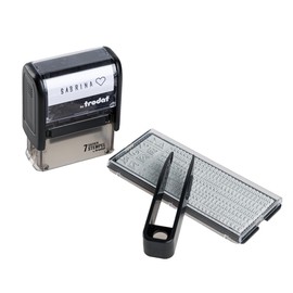 Trodat 7 Stamps for Marking Personal Items, Stamp Set to Design Yourself - 3 Lines, German, Textile Stamp, Machine Washable, 38 x 14 mm, Black Imprint, Includes Accessories