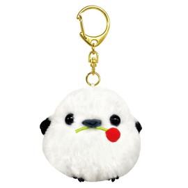 Amuse AMUFUN Fukufuku Shimaenaga Plush Toy Mascot Keychain, Shima-chan Red Fruit, White, XS