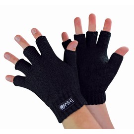 THMO Kids Winter Fingerless Gloves Thermal Warm Fleece Lined Thinsulate Gloves for Kids (12-13 Years, Black)
