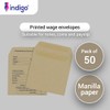 Indigo Printed Wage Pay Money Brown Manilla Envelopes (50)