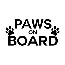 Paws On Board Decal Notebook Car Laptop 5.5" (Black)
