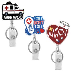 Uniclife 3 Stück Krankenschwester Schlüsselanhänger mit Schwenkbarem Alligator-Clip Retractable Badge Reel für Ausweishalter Glitter ID Badge Reel für RN LPN Krankenpflege Studenten Ärzte medizinische
