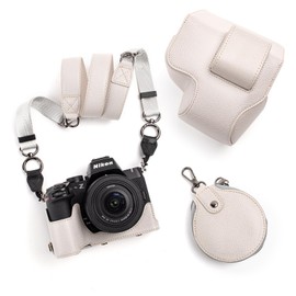 MUZIRI KINOKOO PU Leather Case for Nikon Z50 II Camera, Protective Case for Nikon Z50 II/Z50II Camera with DX 16-50mm f/3.5~6.3 Lens - Removable Case with Shoulder Strap & Storage Pocket - Gray