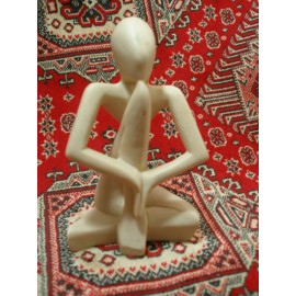 Unbranded Small Yoga Alabaster Figurine Meditation Pose 6.5" Tall Beige