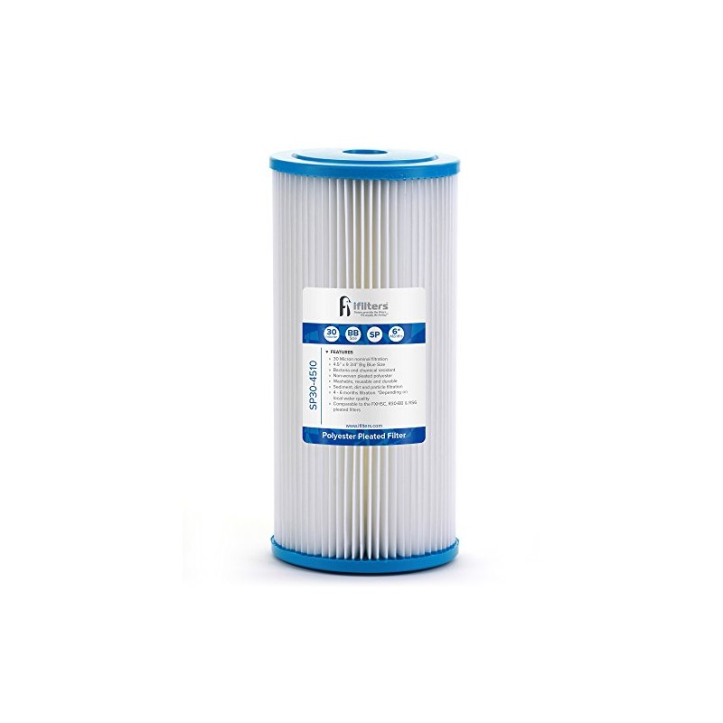 Sediment Pleated Water Filter City or Well Water, Washable 4.5"