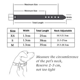 FUNAT Dog Collar Pet Dog Lead, Rhinestone Heart Dog Collar, Easy Adjustable PU Collar for Cats and Dogs