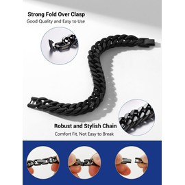 PROSTEEL Stainless Steel Bracelet Men Jewelry Accessories Black Curb Cuban Hand Chain 21CM