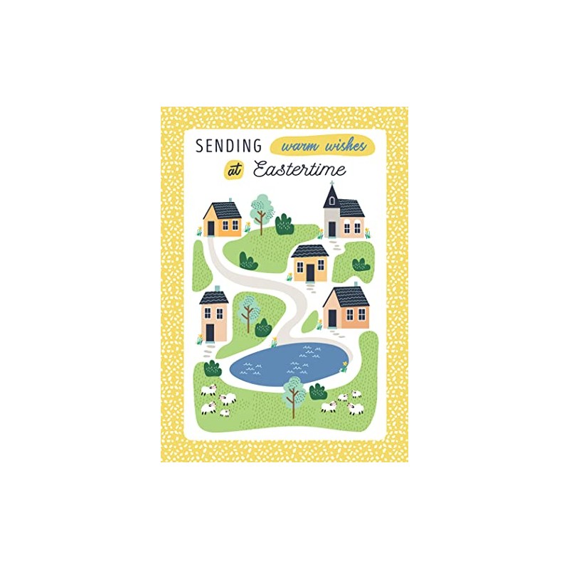 Easter Card Open Village - 7 x 5 inches -