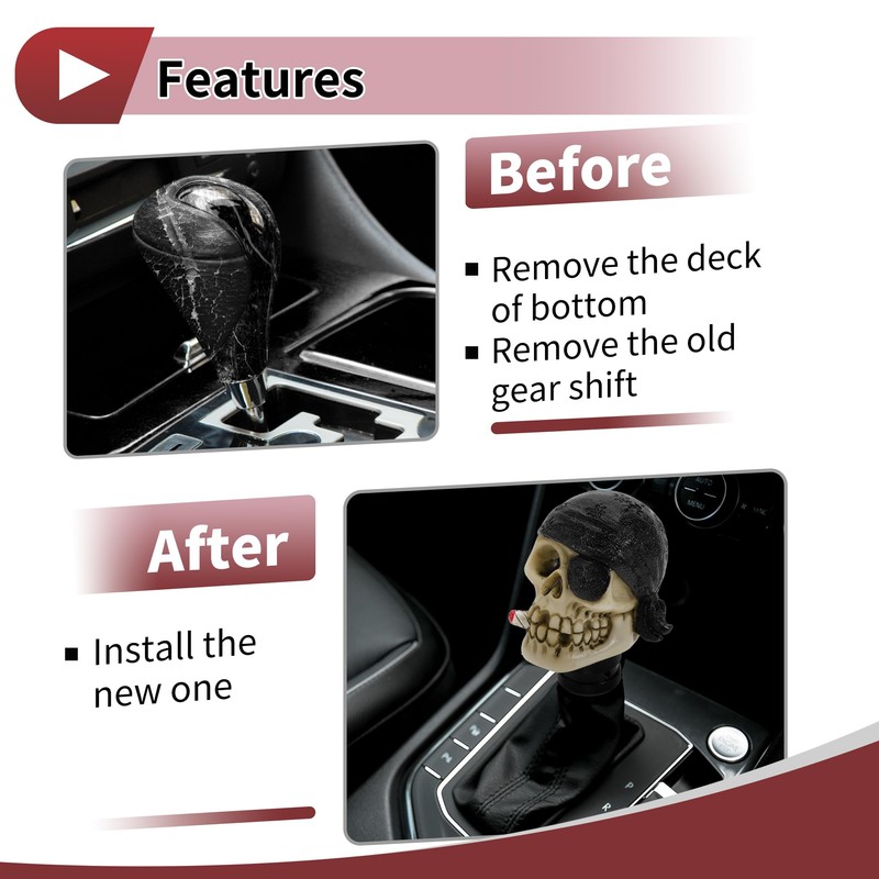 HEROFFIX 8.1cm Skull Shift Knob Universal Gear Shifter Knob Resin
