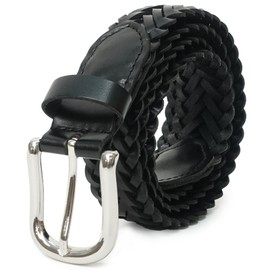 Edwin 22269294 Men's Belt, 1.3 inches (32 mm), 44.1 inches (112 cm), Mesh, Split Leather, Adjustable Cow Split Leather, Black