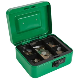 xydled Cash Box with Money Tray,Locking Cash Box with Combination Lock,Money Box with Removable Coin Tray,Medium,7.87"x 6.30"x 3.54",Green