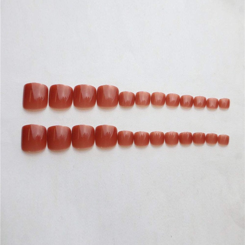 Anxncer 24Pcs Toenail Nail Tips Orange Nails