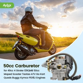 Aylux 50cc GY6 Carburetor for 49cc 4 Stroke 139QMB 50cc Moped Scooter Taotao ATV Go Kart Quads Buggy Kymco PD18J Engines