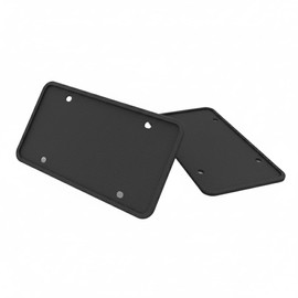 Black License Plate Frame Covers 2 Pack- Front and Back Car Plate Bracket Holders. Rattle-Proof, Weather-Proof (Black) (1)