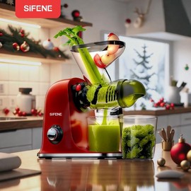 SiFENE Compact Cold Press Juicer Machine Vegetable and Fruit Juice Maker Squeezer, Easy to Clean, BPA Free , High Nutrition Extraction sunkist  juicer tiktok shop blender machine barbell - Color: grey