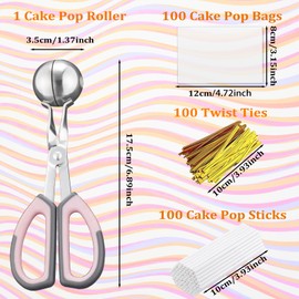 Ucnemous Cake Pop Kit, 100 Cake Pop Sticks, 100 Cake Pop Bags, 100 Twist Ties, 1 Cake Pop Mold Roller, Cake Pop Maker for Cakepops, Lollipop, Candies, Chocolates and Cookies