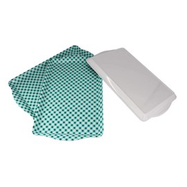 GWPP Melamine Plastic Rectangular Serving Tray with Curved Handle, 10-3/4" x 9-1/2" x 1" Set of 3. for Restaurant Indoor or outdor Picnic Camping. (Green-White Grid)