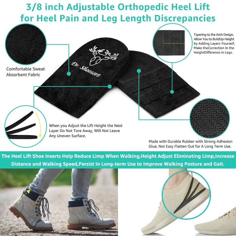 Dr. Shoesert Adjustable Orthopedic Heel Wedge Lift for Leg Length