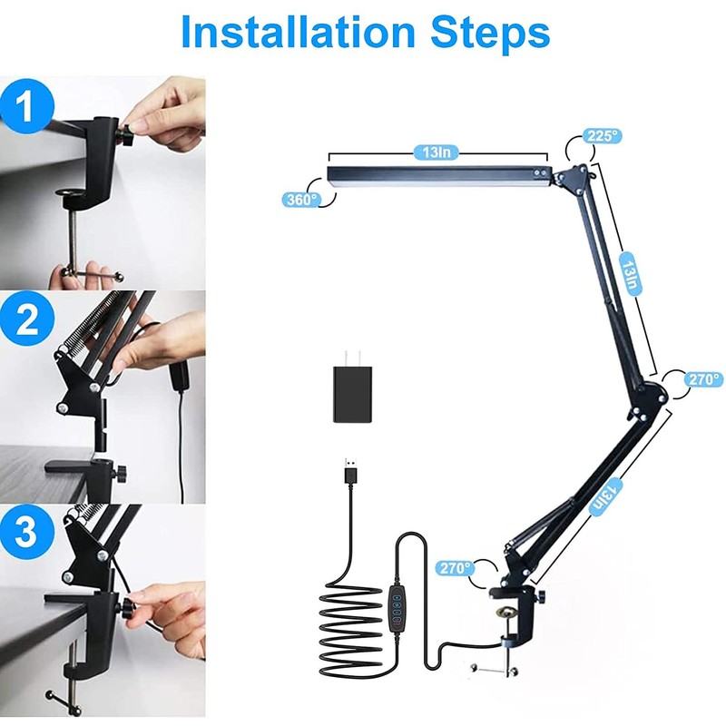 HaFundy LED Desk Lamp for Home,Office,Reading,Adjustable Eye-Caring Desk Light with