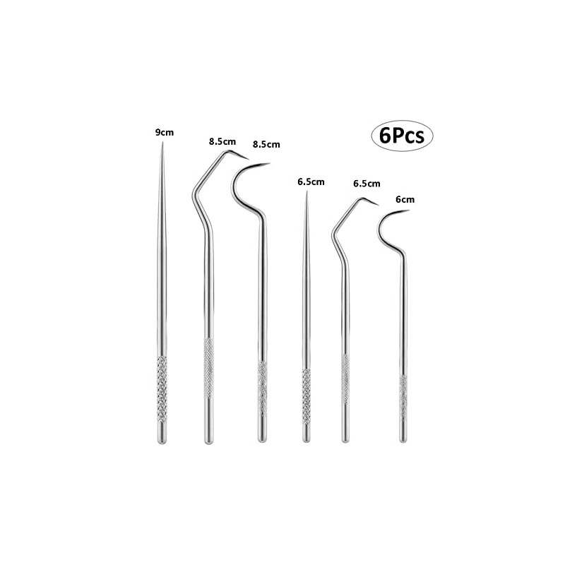 6Pcs Portable Reusable Stainless Steel Toothpicks Metal Tooth Scraper Dental