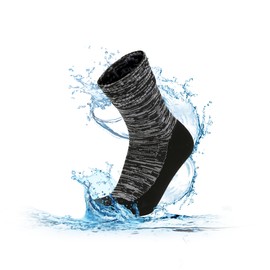RANDY SUN Waterproof Socks Men Women Waterproof Socks Breathable Cold Resistant Outdoor Water Sports Bicycle Hiking Trail Rowing Skiing Cycling Hiking Golf 1 Pair, grey&black calf socks