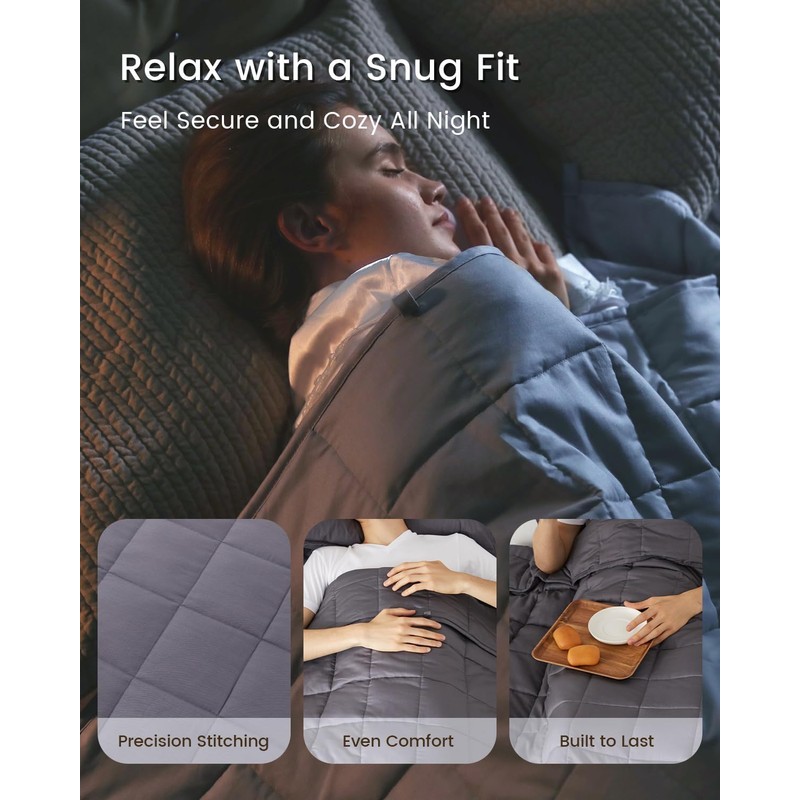 ZonLi Weighted Blanket (60"x80", 20lbs, Dark Grey) Queen Size Weighted