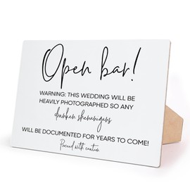 Wedding Signs,Open Bar Sign, 10 x 8 Inch, Event Party Table Centerpiece Decor, Gender Reveal Decorations, Decor Gifts, for Wedding Reception, Bridal Shower, Elegant Minimalist Style,8