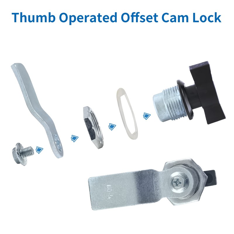 Moicstiy 2Pcs Thumb Operated Offset Cam Locks, Black Handle Non-Locking